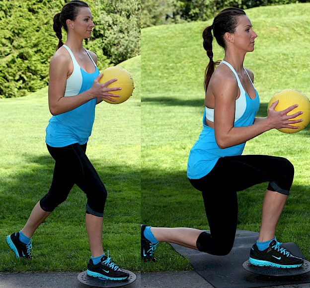 Medicine Ball Lunge with Balance Board